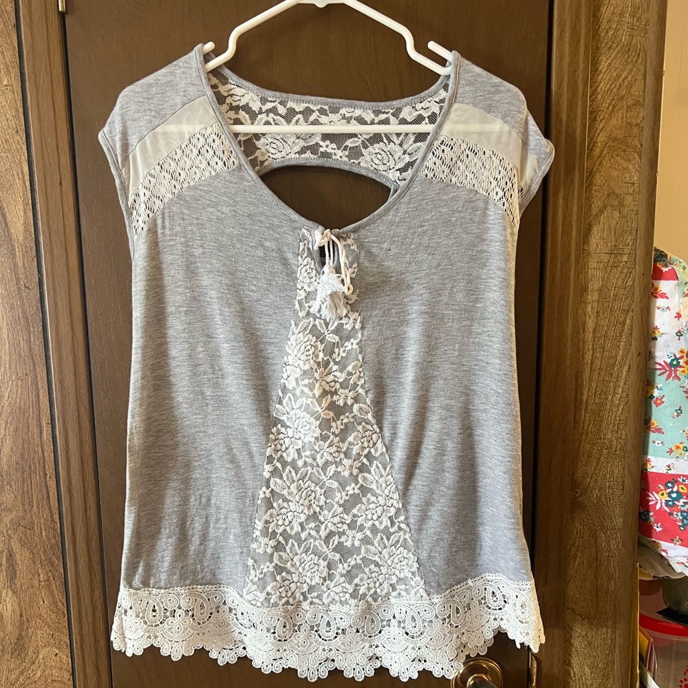 Maurice’s Gray Lace Detail Women's Top